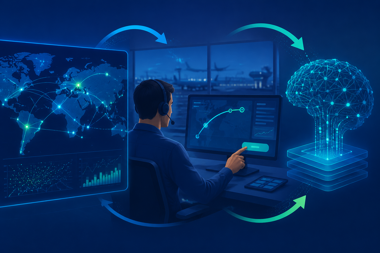 Human-in-the-loop AI route optimization feedback loop with dispatcher review and machine learning model updates