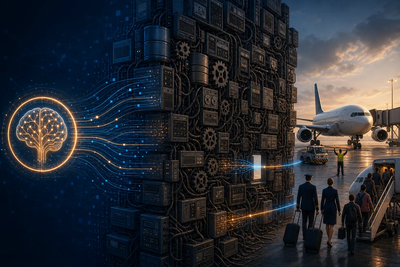 AI airline optimization engine constrained by legacy system integration bottlenecks