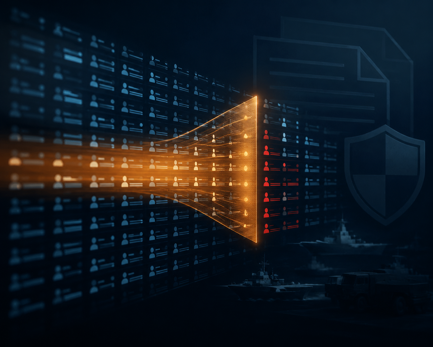 Vendor data screening visualization with high-risk suppliers highlighted