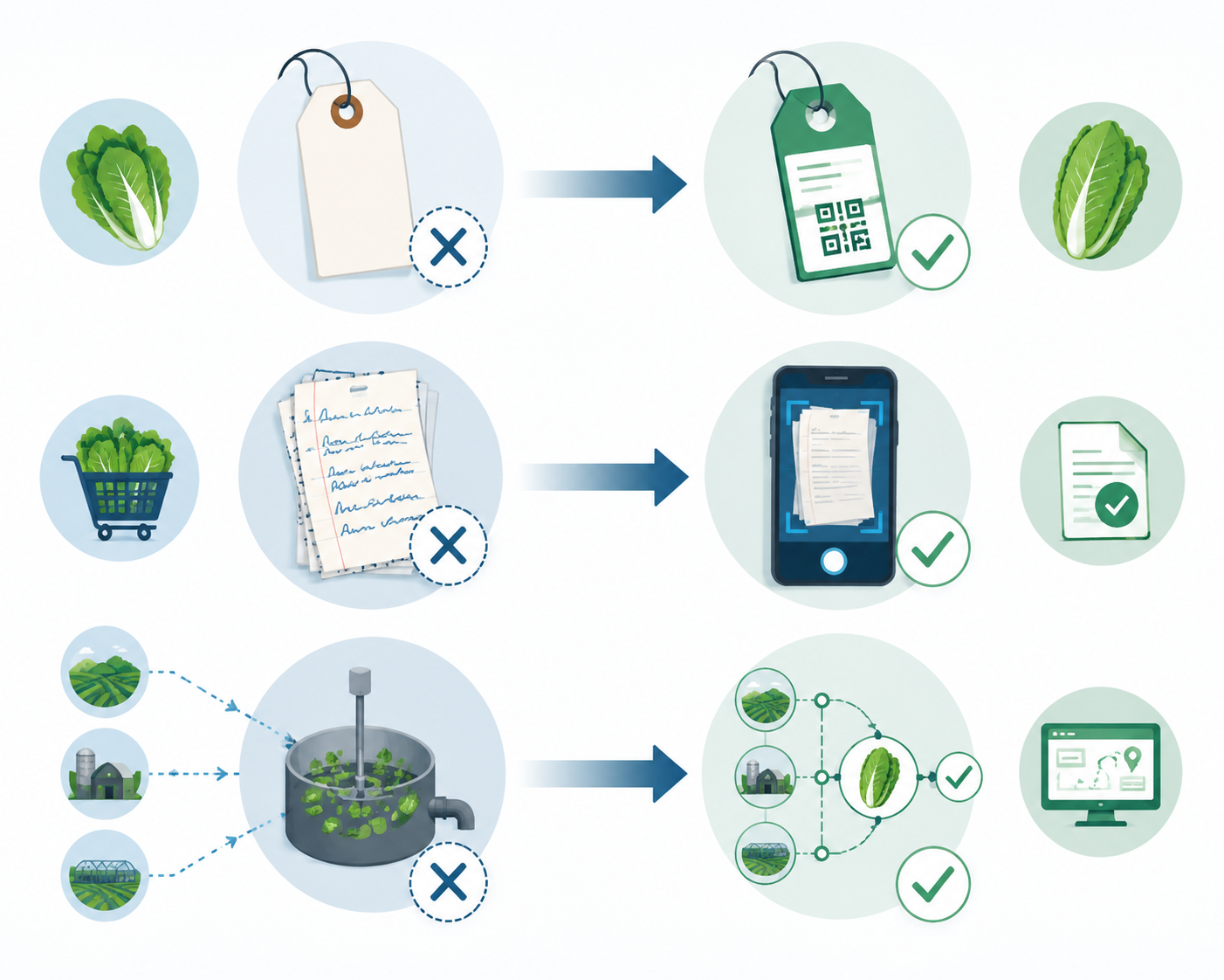 Traceability gaps mapped to digital lot identity, document scanning, and linked chain records