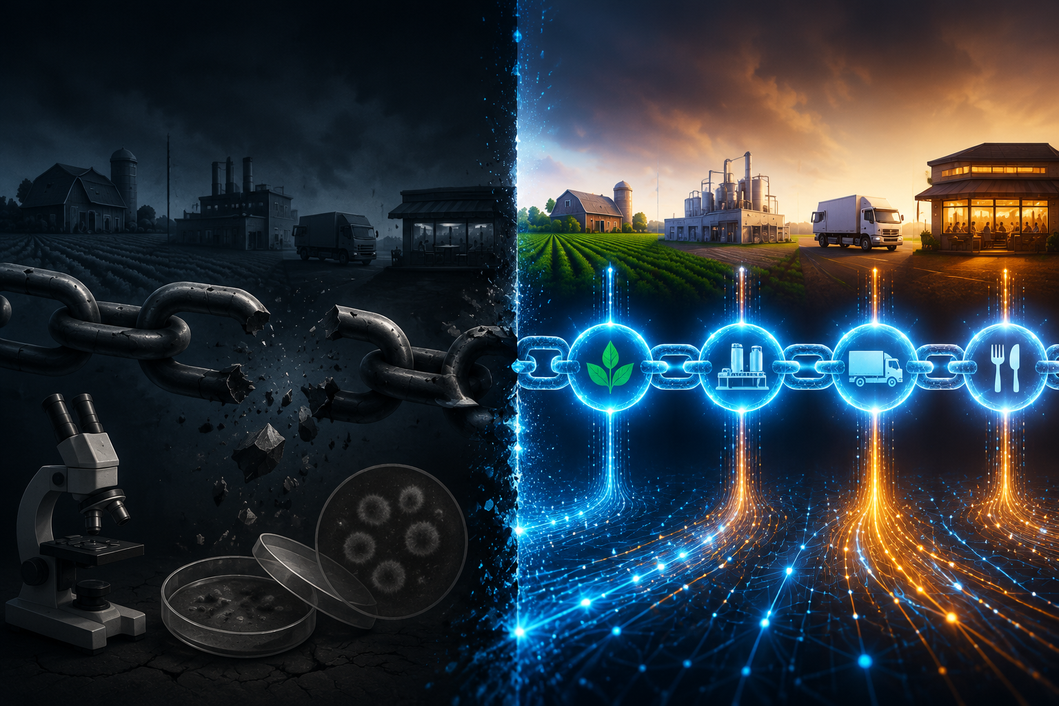 Split comparison of pathogen-dependent traceback and AI-powered data-chain traceability