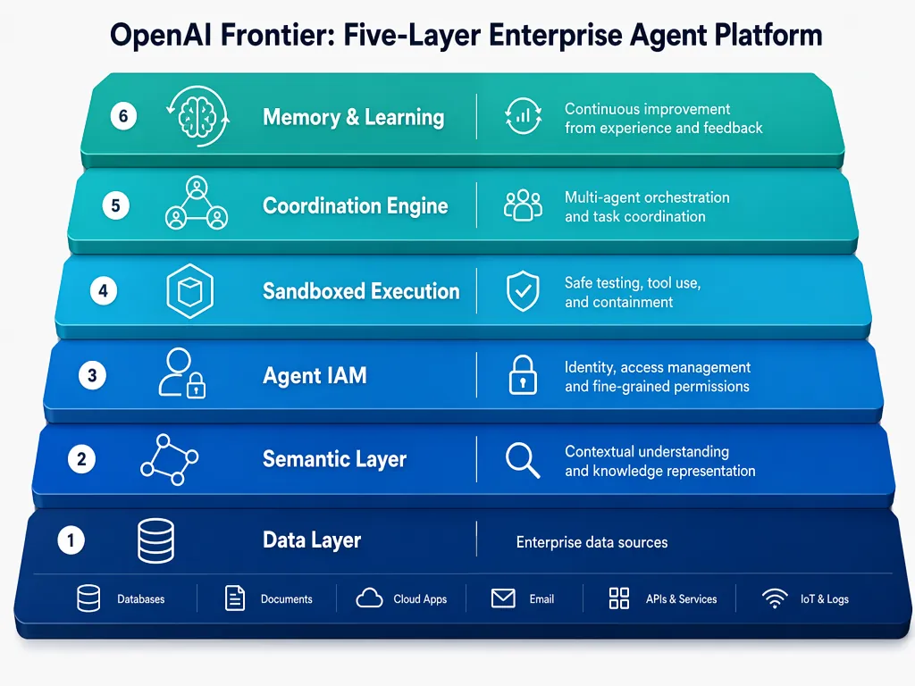 Five-layer architecture diagram of OpenAI Frontier
