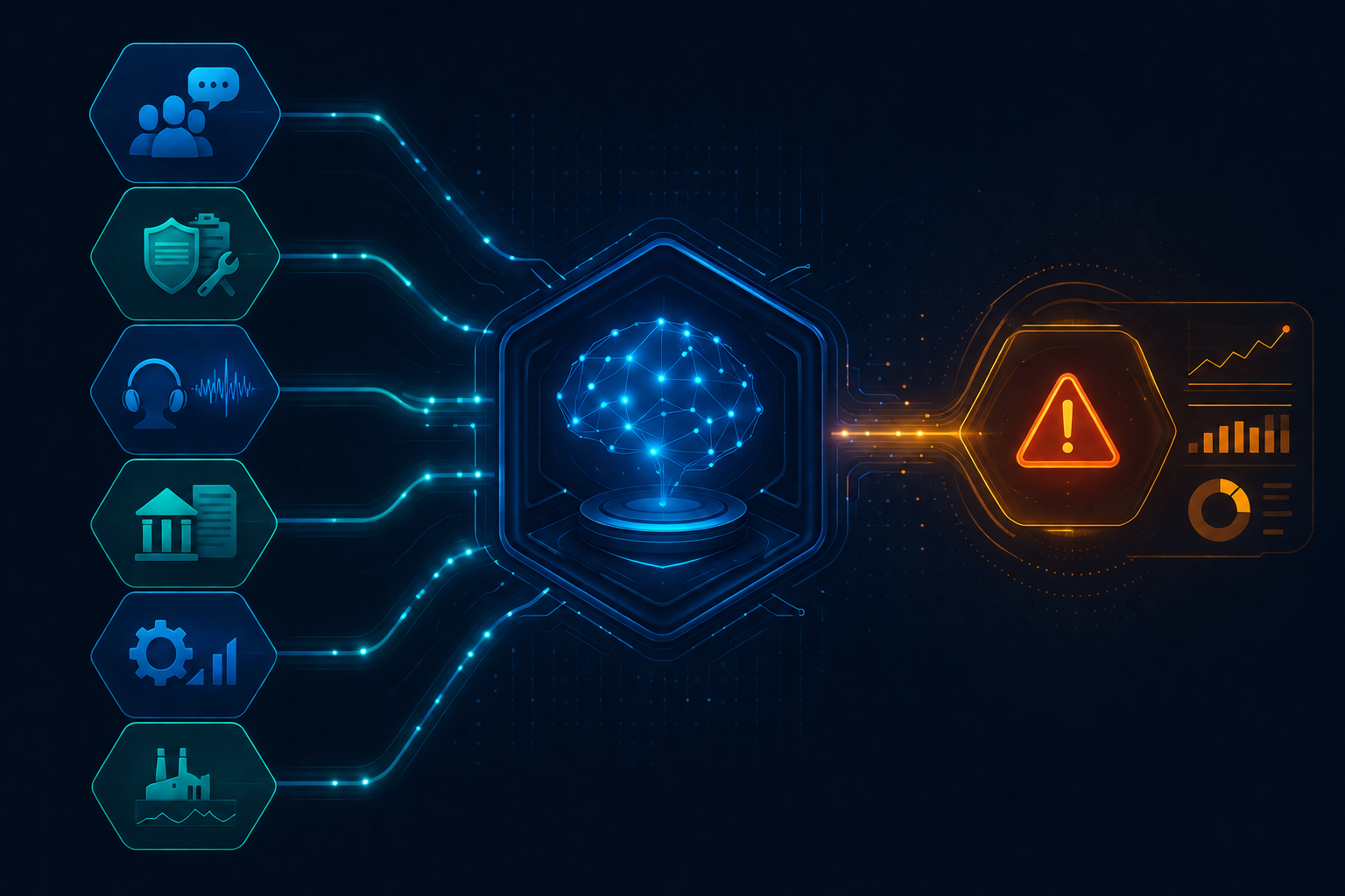 Connected quality, supplier, customer, and production data feeding an AI early warning engine