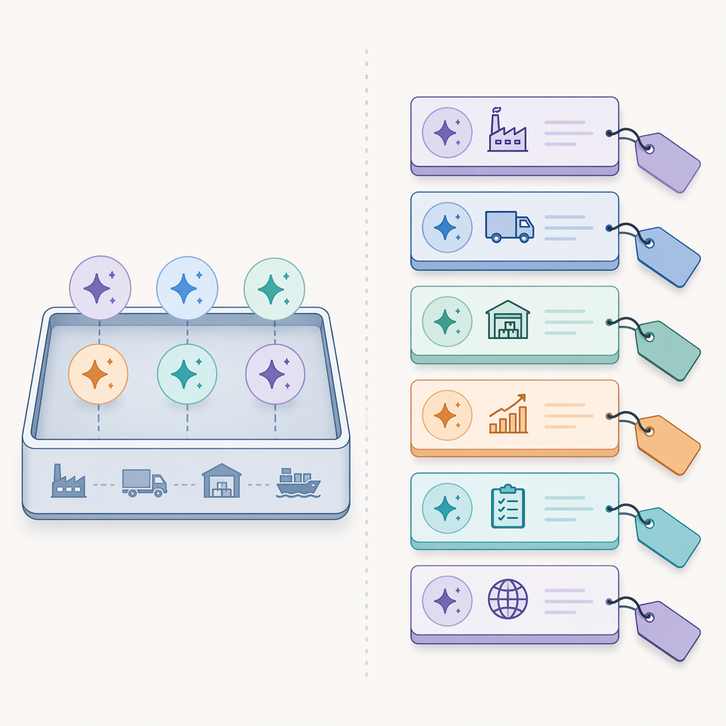 Editorial illustration comparing AI included in a base platform subscription with AI sold through separate add-on modules