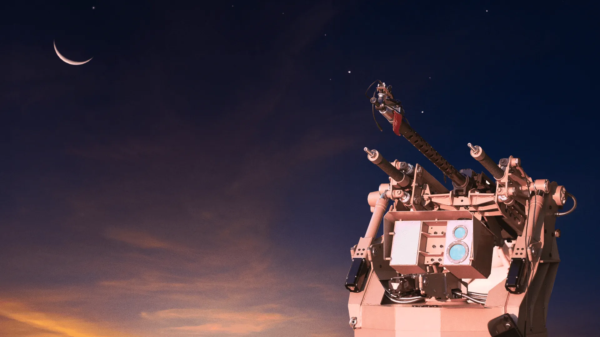 Sky Sentinel AI-controlled anti-drone turret deployed in a field environment in Ukraine