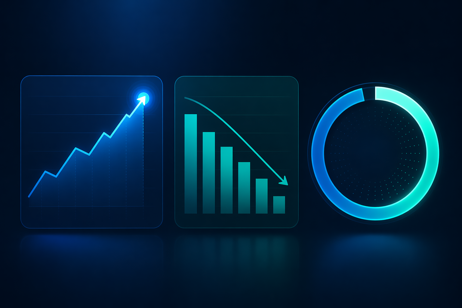 Data visualization showing improved accuracy, fewer purchase orders, and high material availability