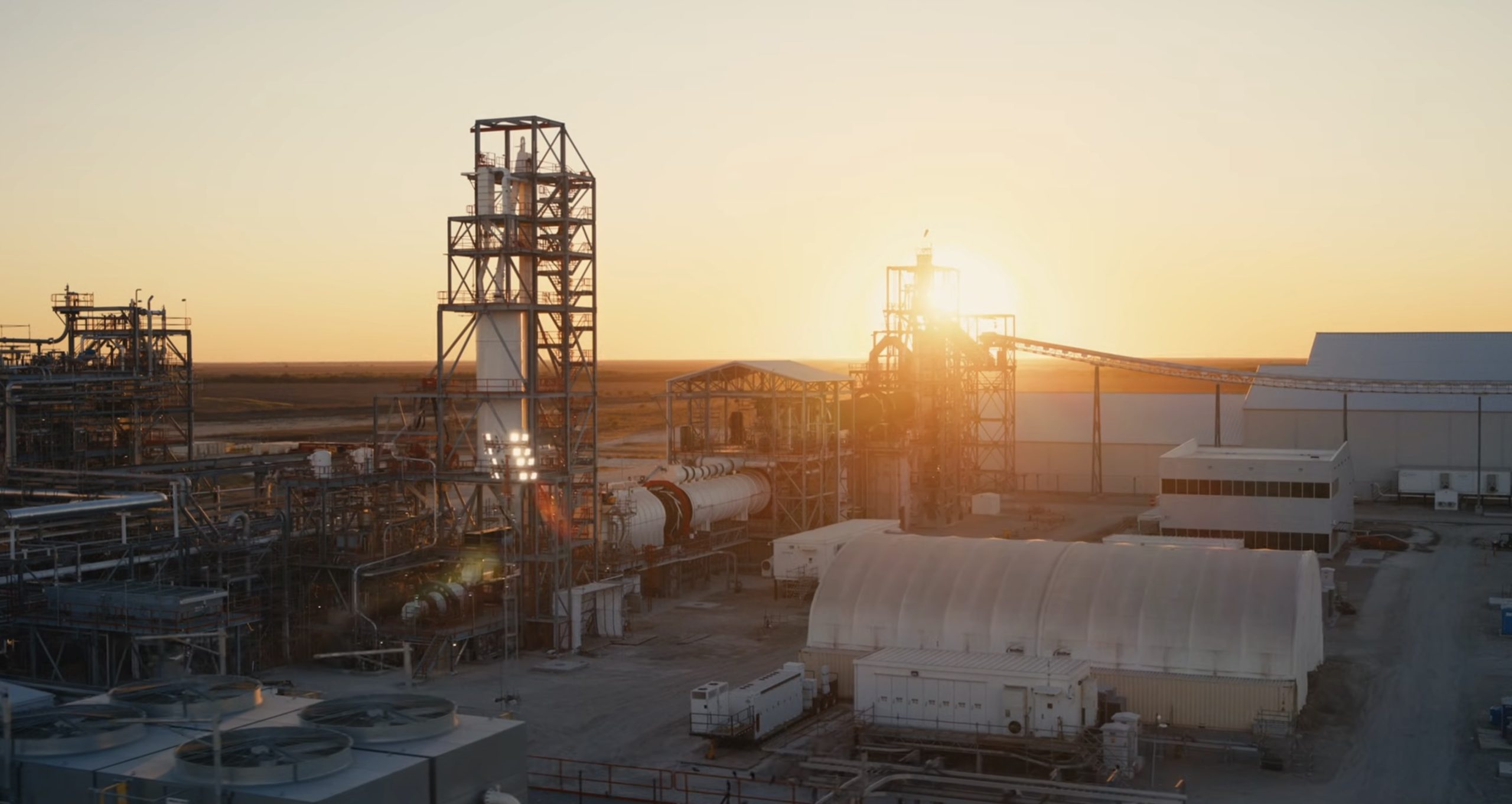 Aerial view of Tesla's Texas lithium refinery facility