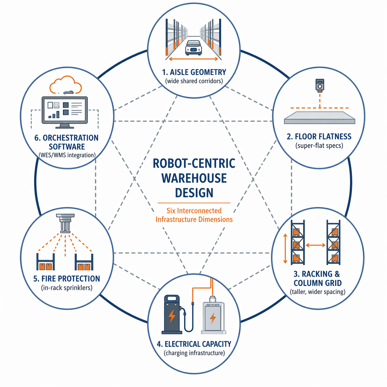 Six-dimension framework for robot-centric warehouse design
