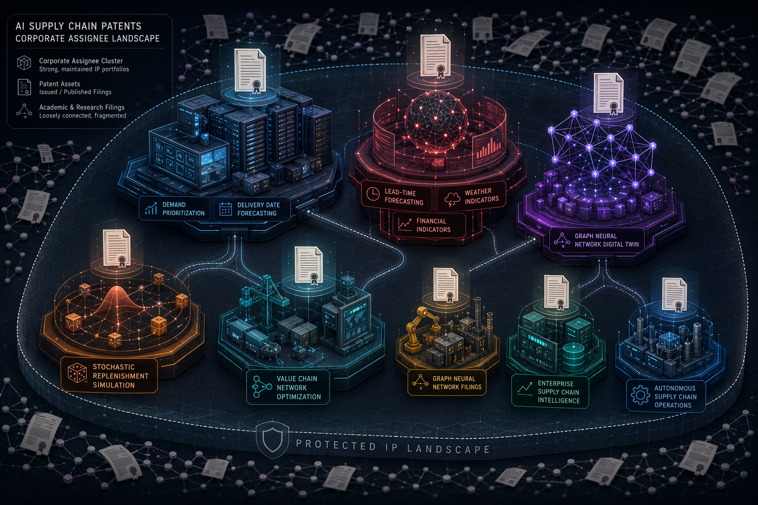 Corporate assignee clusters in the supply chain AI patent landscape