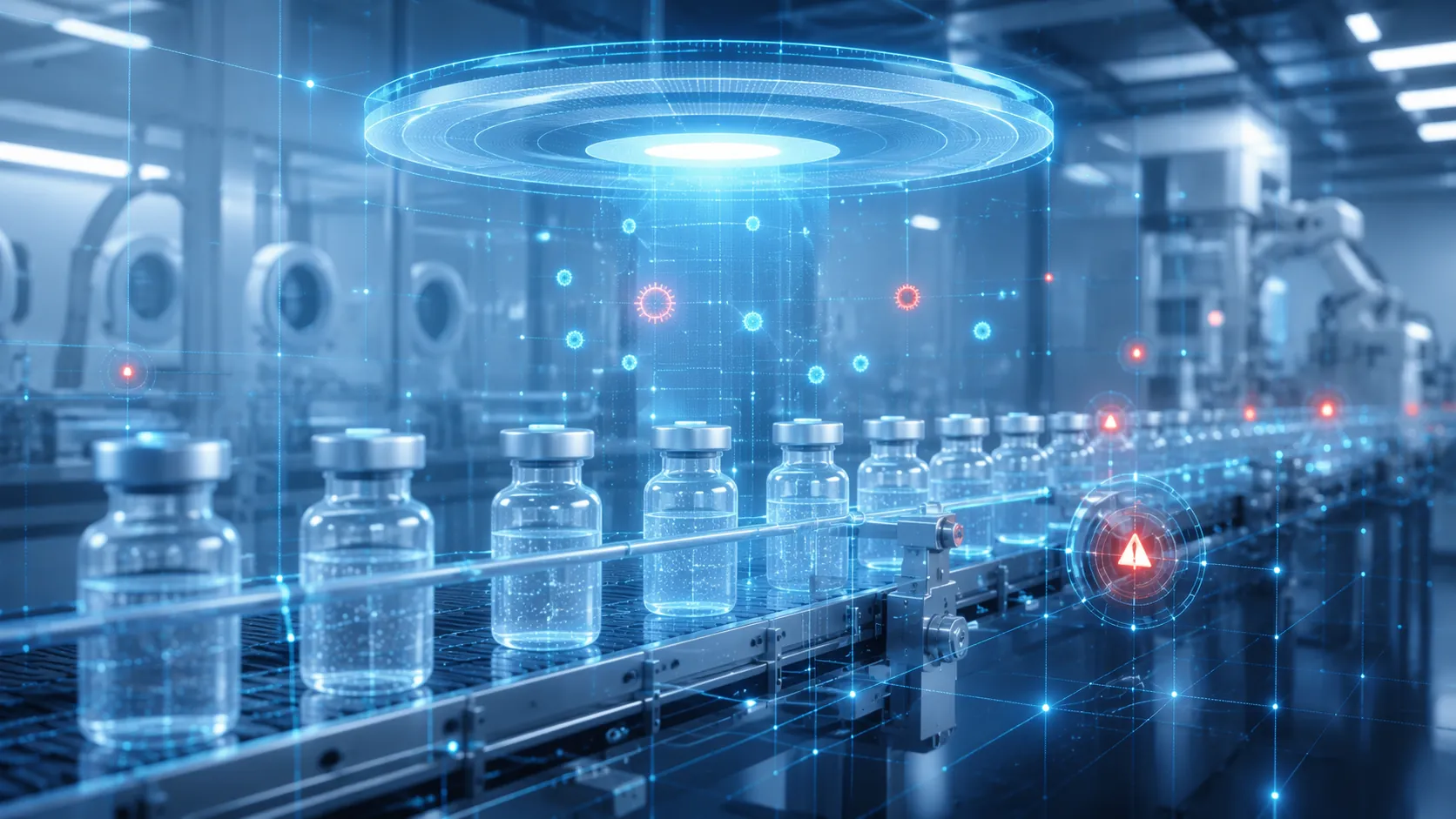 AI-driven real-time contamination monitoring over a pharmaceutical production line