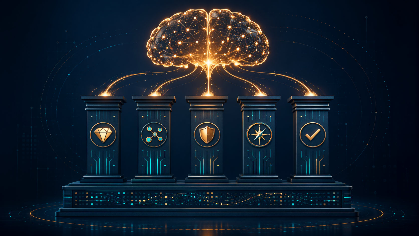 Five data readiness pillars supporting an AI warehouse layer