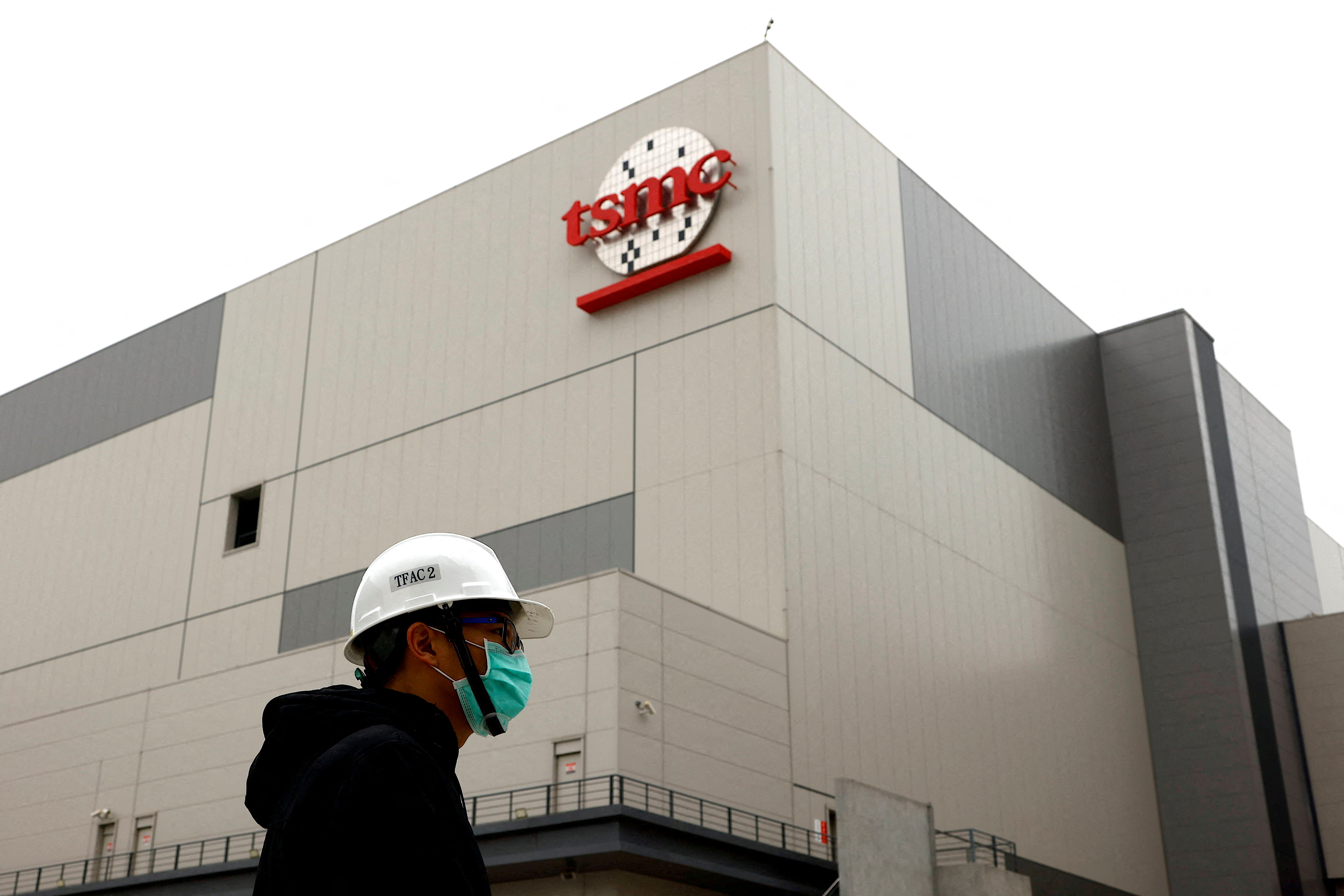 Aerial view of TSMC semiconductor fabrication facilities in Taiwan